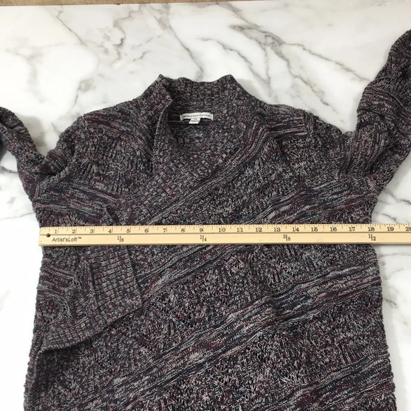 American Eagle Womens Gray Red Knit Cardigan Sweater Womens Small Drape Front - Picture 9 of 11
